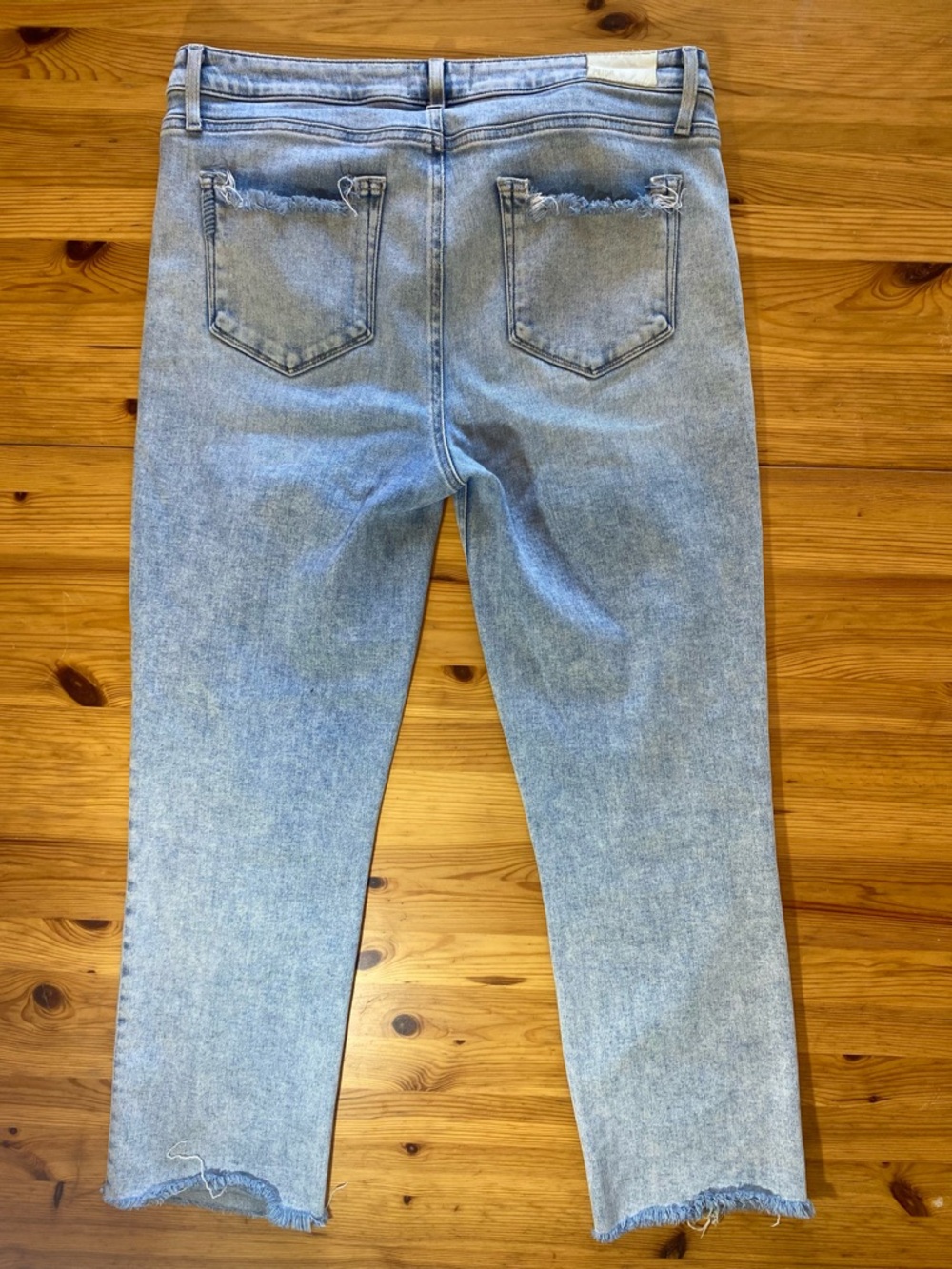 PAIGE Cindy Crop High Rise Straight Leg Raw Hem Jeans Mariska Size 32 - Picture 5 of 10